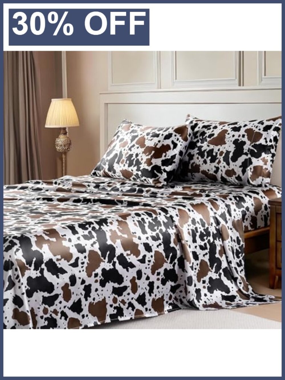 MR&HM Satin Sheet Set King Size with Elastic Corner Straps - 4 Piece